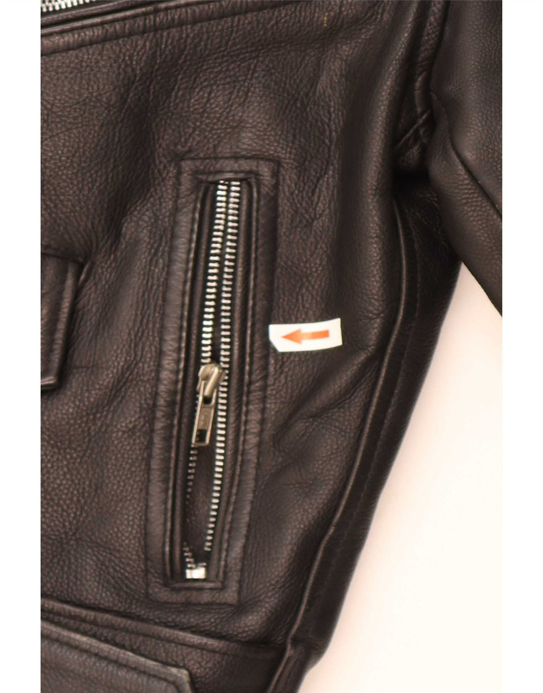 Giacca da motociclista in pelle vintage da uomo UK 36 piccola nera