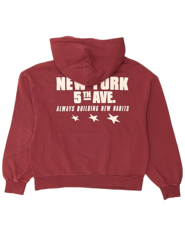 Maglione con cappuccio oversize grafico da donna Pull & Bear UK 14 Borgogna medio