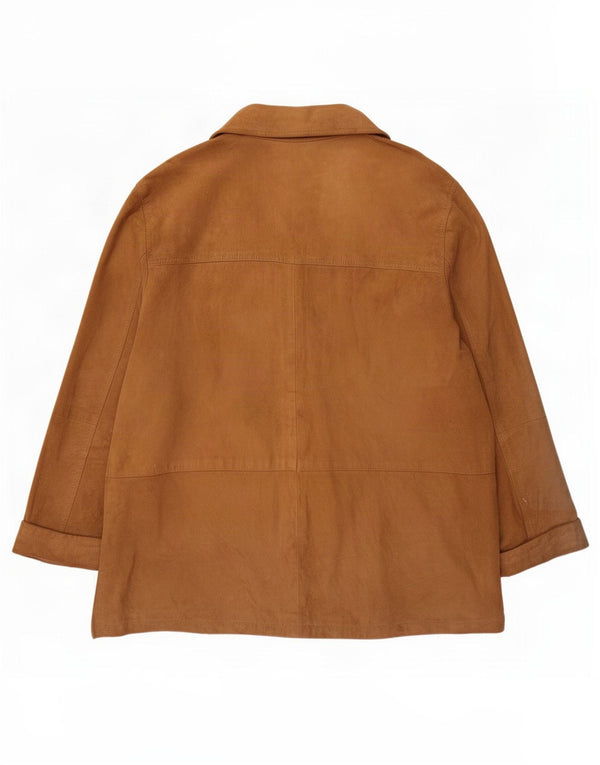 Giacca vintage in pelle scamosciata da donna IT 52 2XL in pelle beige