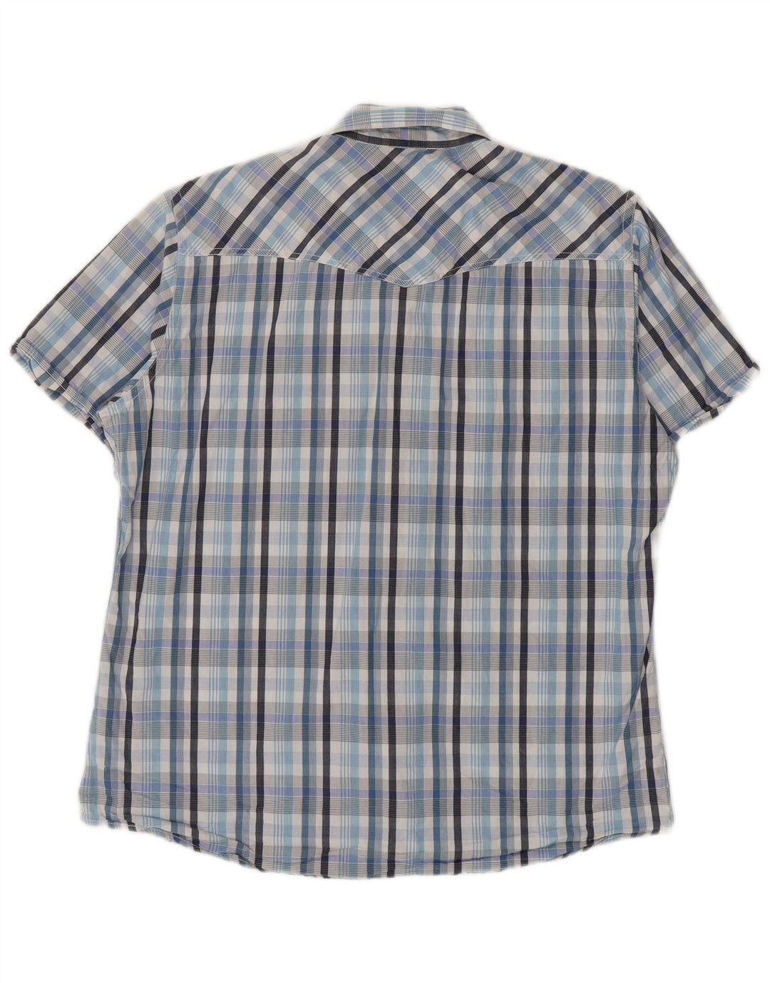 Camicia da uomo a maniche corte Americanino XL in cotone a quadri blu