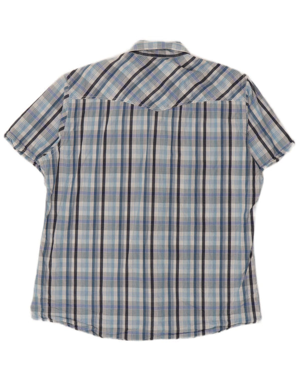 Camicia da uomo a maniche corte Americanino XL in cotone a quadri blu