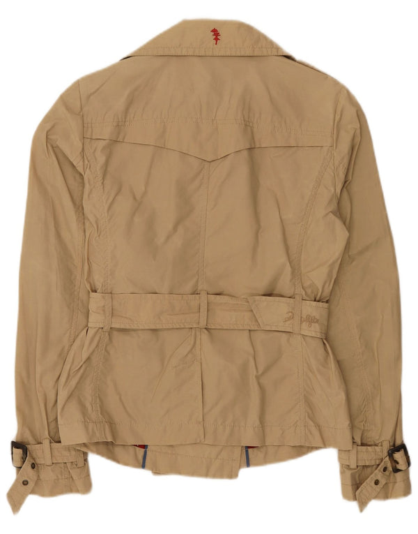 Trench corto da donna Playlife UK 10 piccolo cotone beige