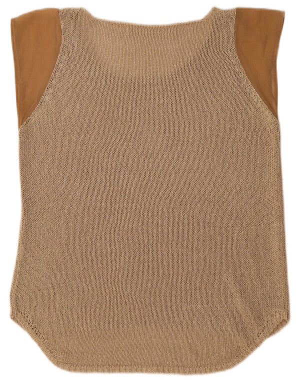 Top Zara da donna in maglia lavorata a maglia UK 16 Large Beige Colourblock acrilico
