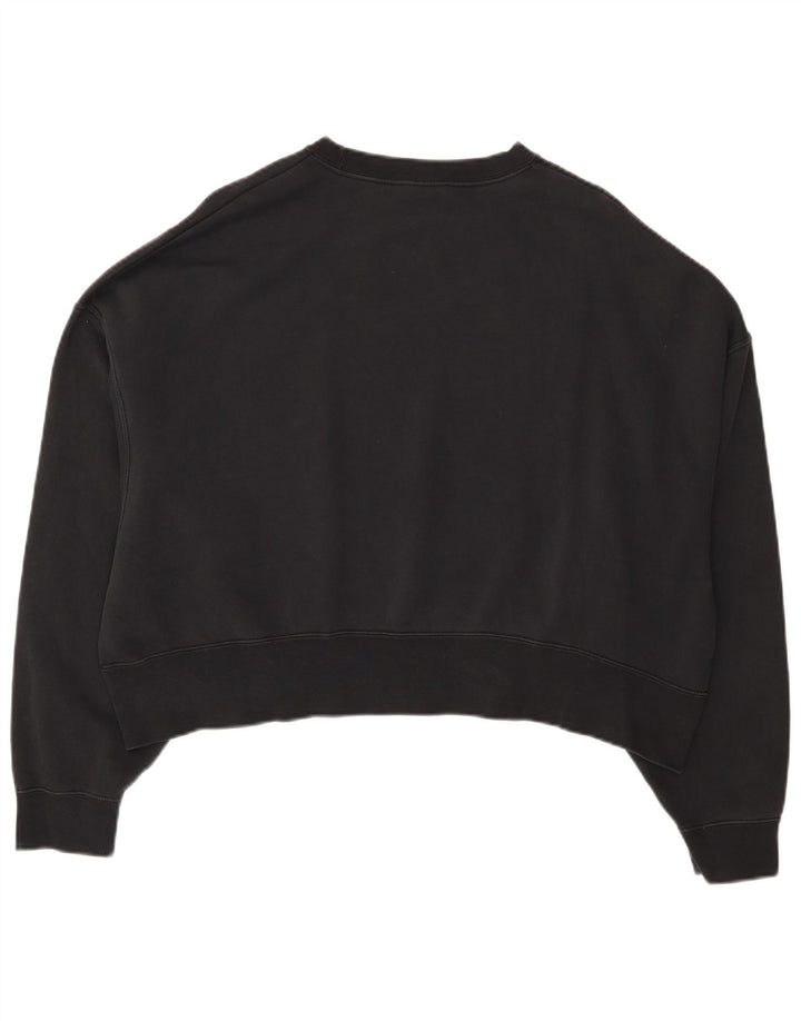 Felpa corta oversize da donna Nike, maglione UK 14, cotone nero medio