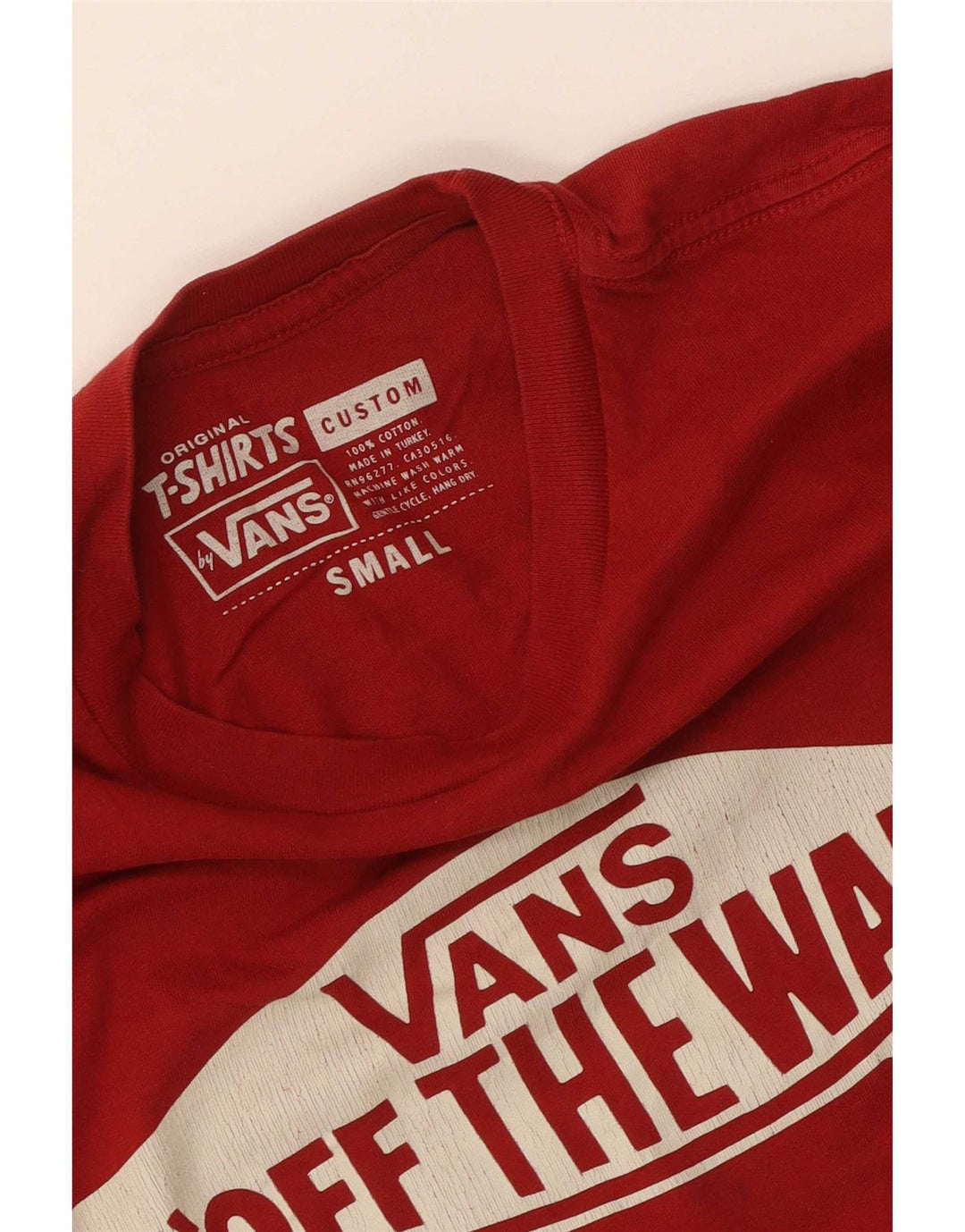 T-shirt grafica personalizzata da uomo Vans Top piccola in cotone rosso