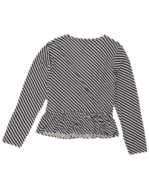 Top camicetta a maniche lunghe da donna Lipsy UK 18 XL viscosa gessata blu navy