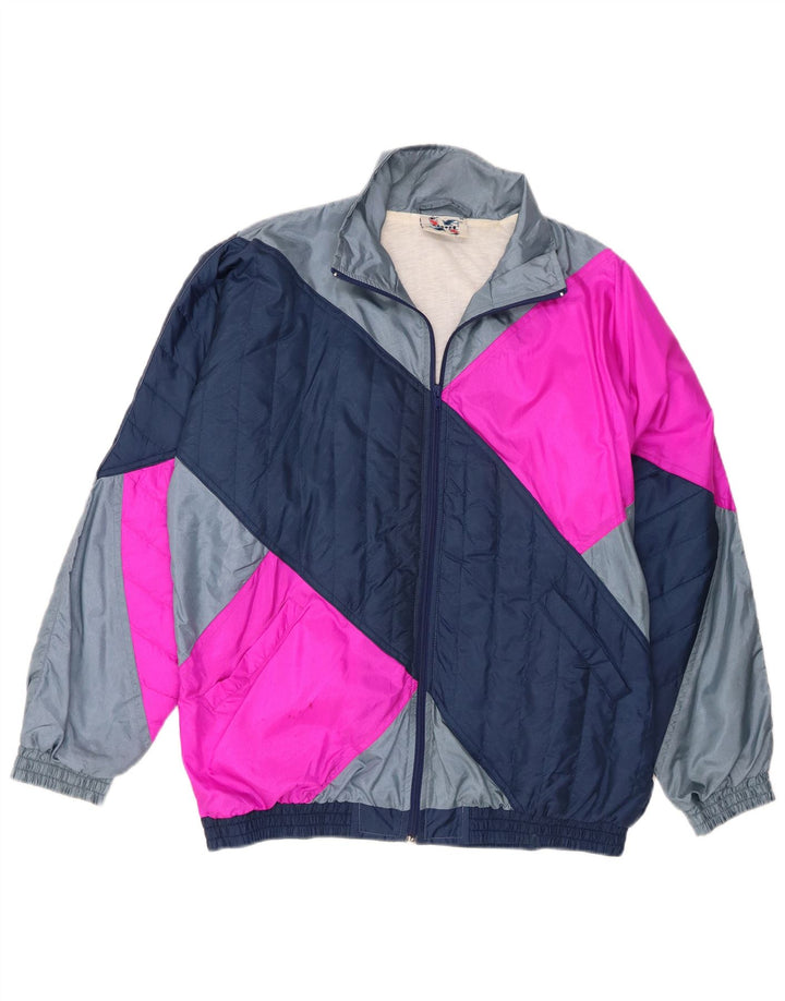 Master Giacca da tuta da uomo media in nylon color block blu navy