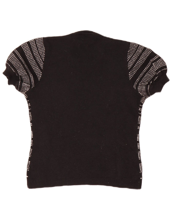 Luisa Spagnoli maglione maglione girocollo da donna UK 12 medio nero a righe