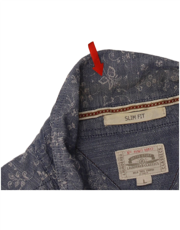 Camicia slim fit da uomo White Stuff, cotone floreale blu grande
