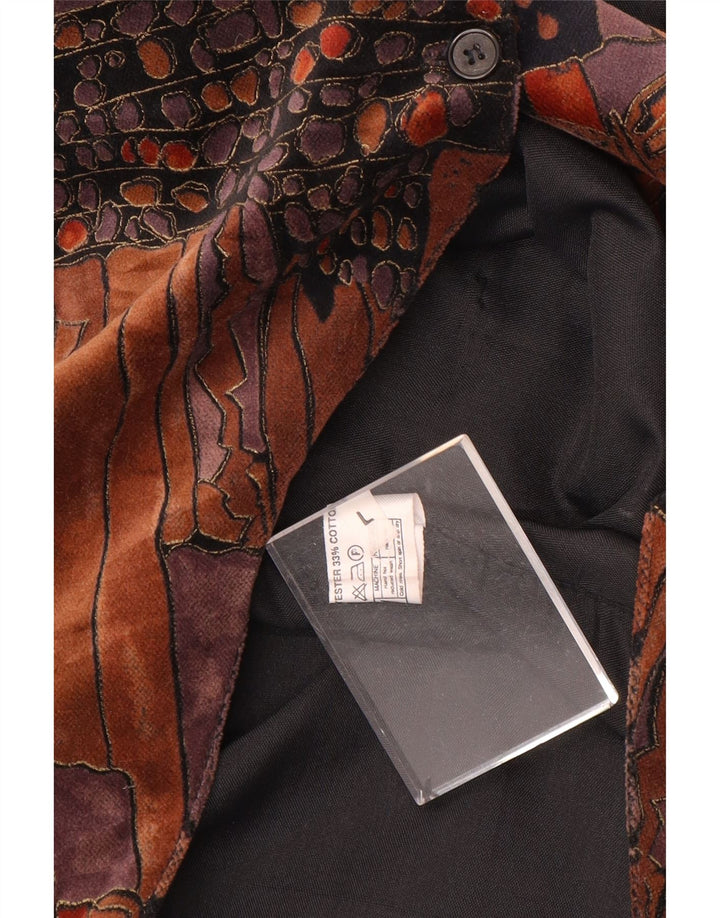 Gilet da uomo vintage grande in poliestere patchwork marrone