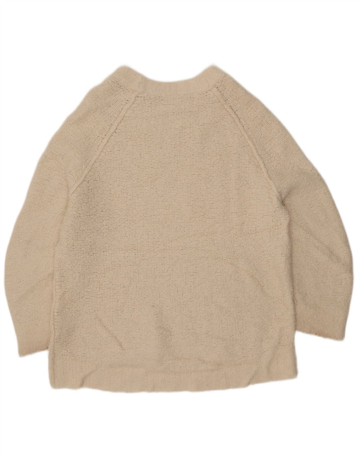 Maglione vintage da donna oversize con scollo a barca UK 14 bianco medio