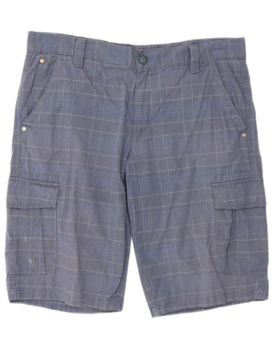 Pantaloncini cargo da uomo lato blu IT 52 XL W36 cotone a quadri blu
