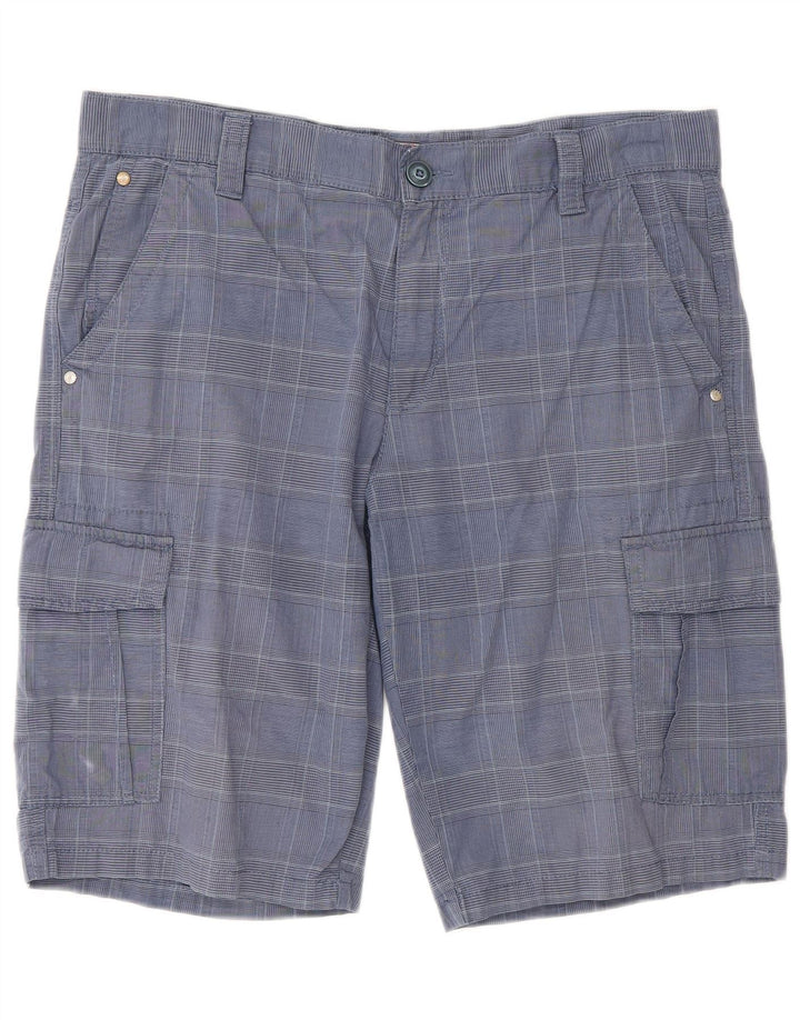 Pantaloncini cargo da uomo lato blu IT 52 XL W36 cotone a quadri blu
