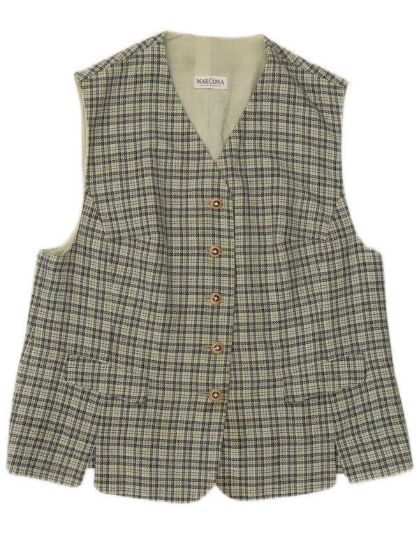 Gilet Vintage da Donna IT 46 Lana a quadri Verdi Grandi