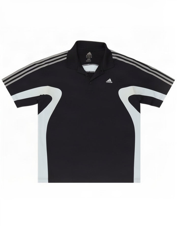 Polo Adidas da uomo grande in poliestere color block nero