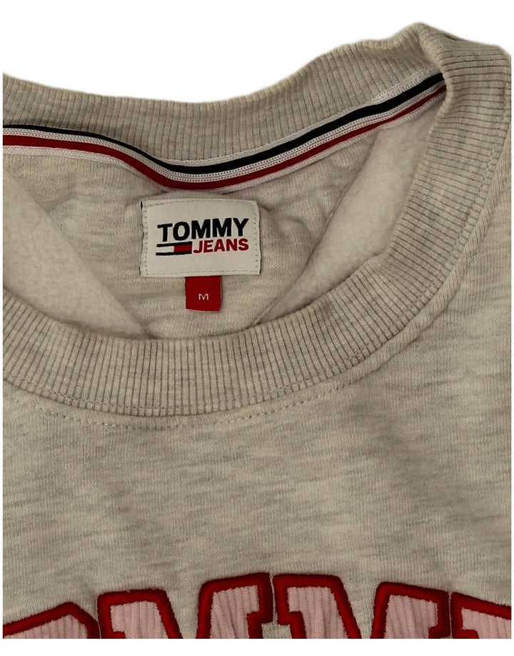 Felpa oversize con grafica da donna Tommy Hilfiger Maglione UK 14 Grigio medio