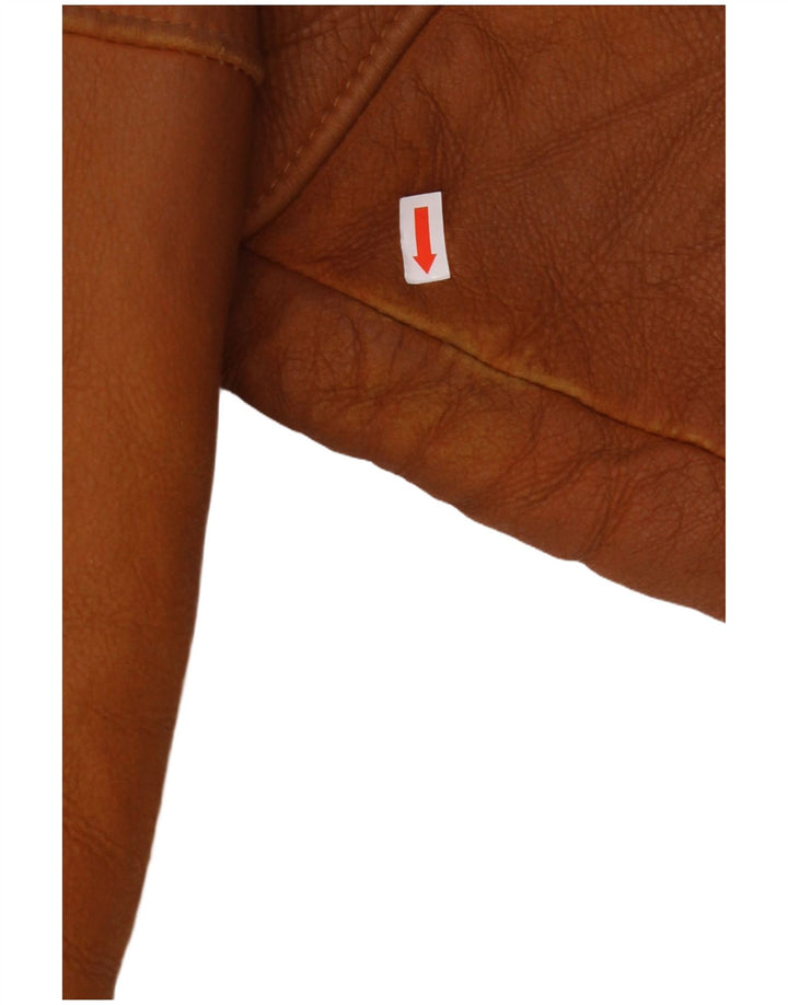 MABRUN Giacca in shearling da uomo UK 36 Piccola pelle marrone