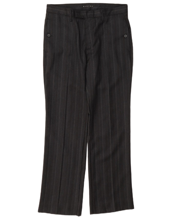 Pantaloni da abito dritti da donna Sisley IT 48 XL W36 L31 Lana gessata nera