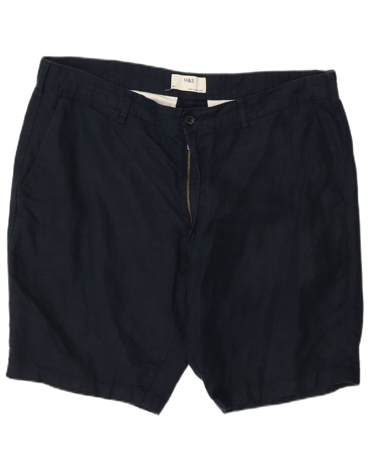Pantaloncini chino da uomo Marks & Spencer W38 XL cotone blu navy