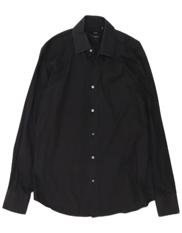 Camicia da uomo vestibilità regolare Hugo Boss taglia 39 15 1/2 media nera