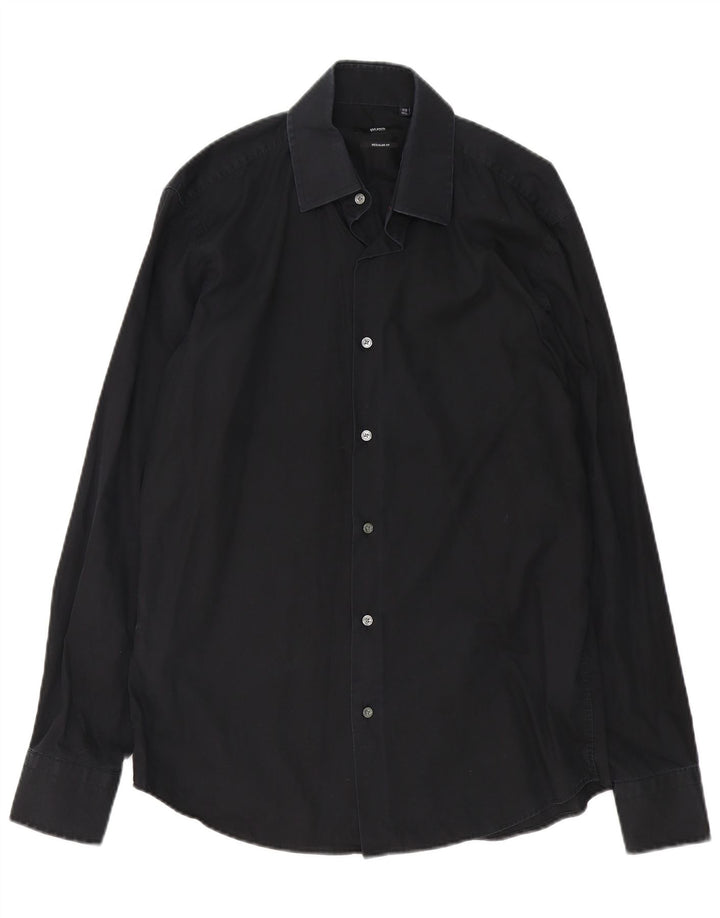 Camicia da uomo vestibilità regolare Hugo Boss taglia 39 15 1/2 media nera