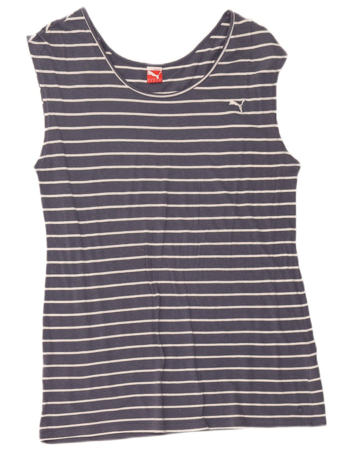 Canotta da donna Puma UK 16 grande cotone a righe blu navy