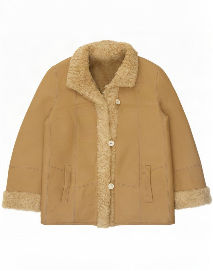 Giacca in shearling da donna vintage EU 46 XL Pelle beige