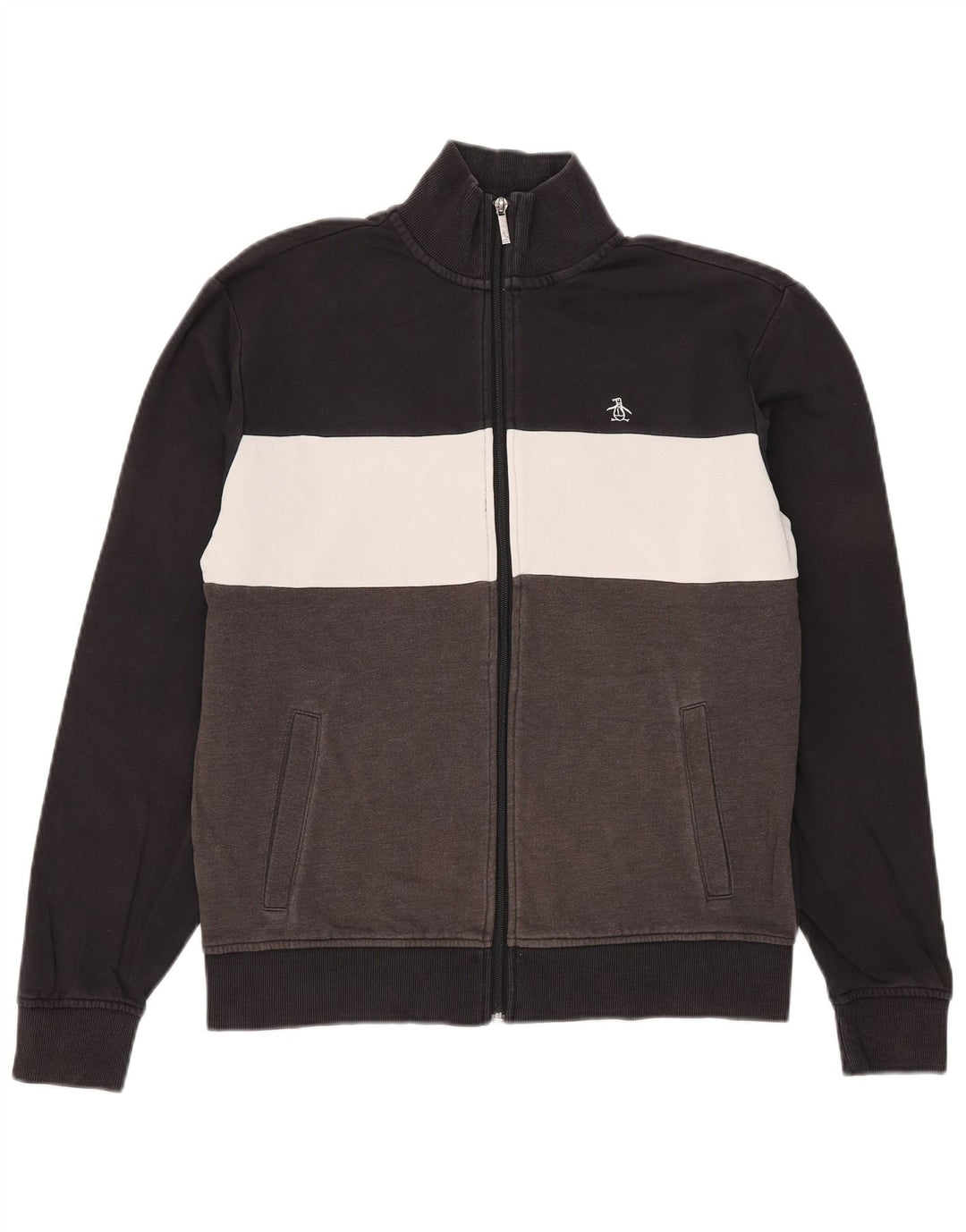 Giacca da ginnastica da uomo Penguin, piccola, in cotone color block nero