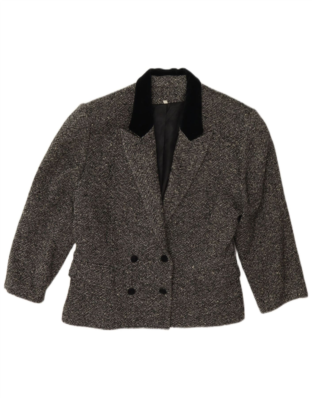 Giacca blazer doppiopetto vintage da donna con maniche a 3/4 IT 42 Grigio medio