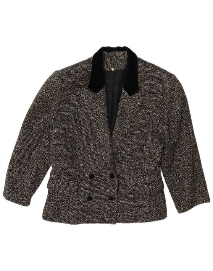 Giacca blazer doppiopetto vintage da donna con maniche a 3/4 IT 42 Grigio medio