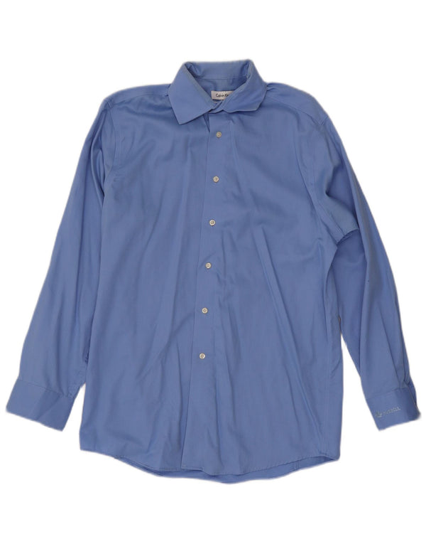 Camicia da uomo Calvin Klein taglia 14 1/2 15 piccola in cotone blu
