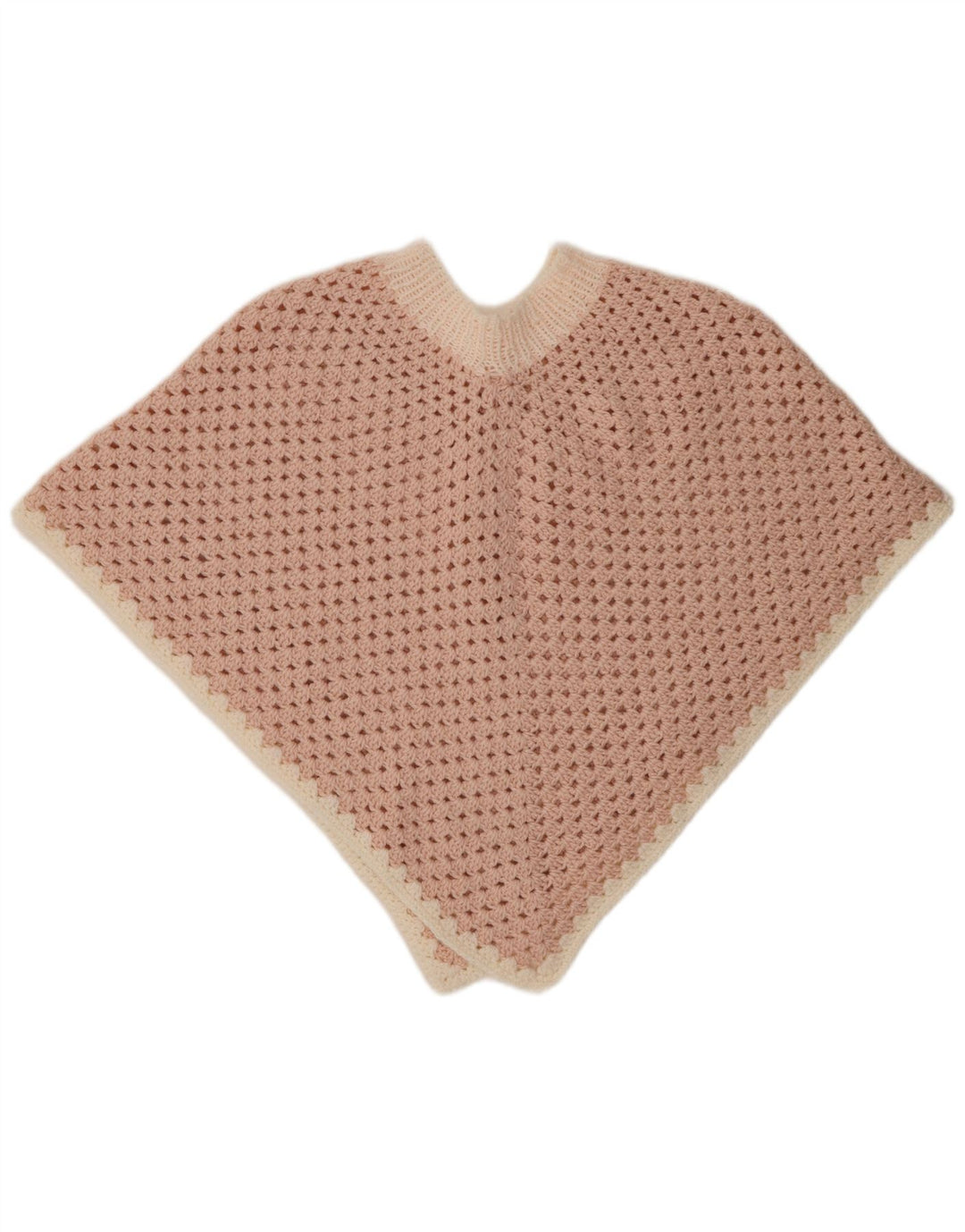 Maglione poncho all'uncinetto da donna VINTAGE taglia unica color block rosa