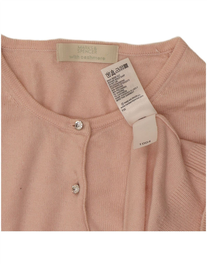 Maglione cardigan corto da donna Marks & Spencer UK 14 Viscosa rosa medio