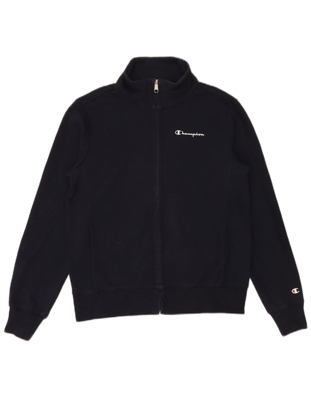 CHAMPION Womens Tracksuit Top Jacket UK 16 Large Navy Blue Cotton