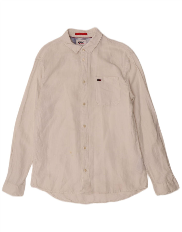 Camicia da uomo Regular Fit Tommy Hilfiger Large in cotone bianco
