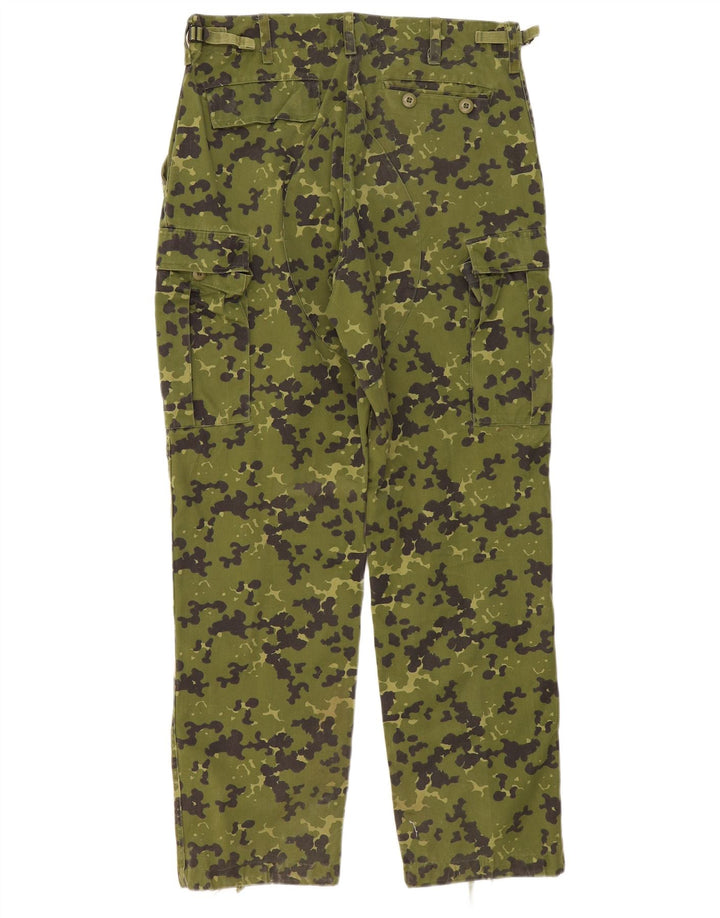Pantaloni cargo dritti da uomo vintage W34 L32 poliestere mimetico kaki