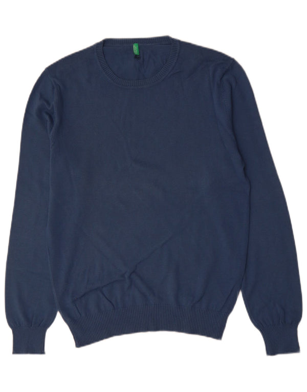BENETTON Maglione Uomo Girocollo Piccolo Cotone Blu