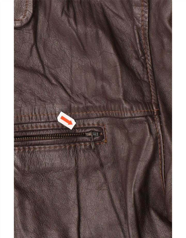 Giacca in pelle da uomo VINTAGE UK 42 XL in pelle marrone