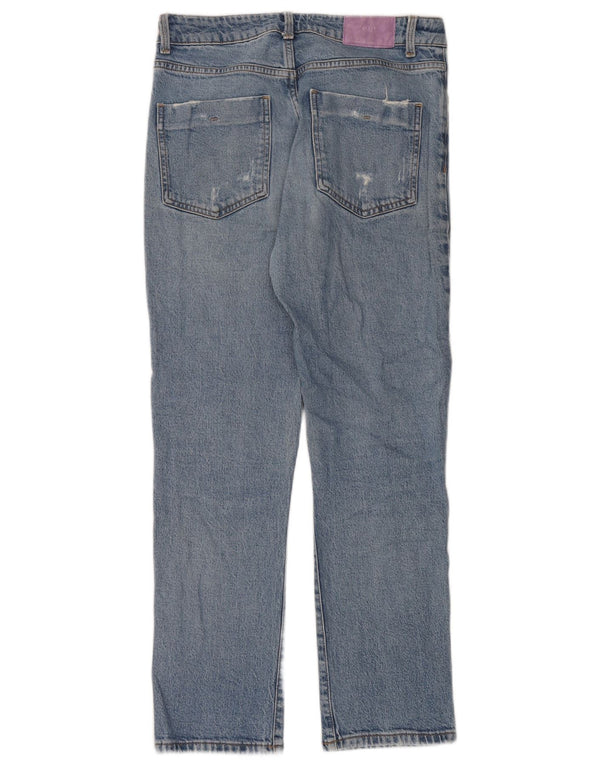 Jeans dritti a vita alta da donna Zara EU 38 piccoli W28 L30 blu