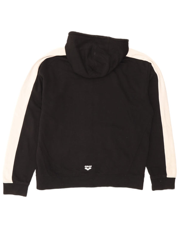 Felpa con cappuccio e zip grafica da uomo Arena 2XL in cotone color block nero