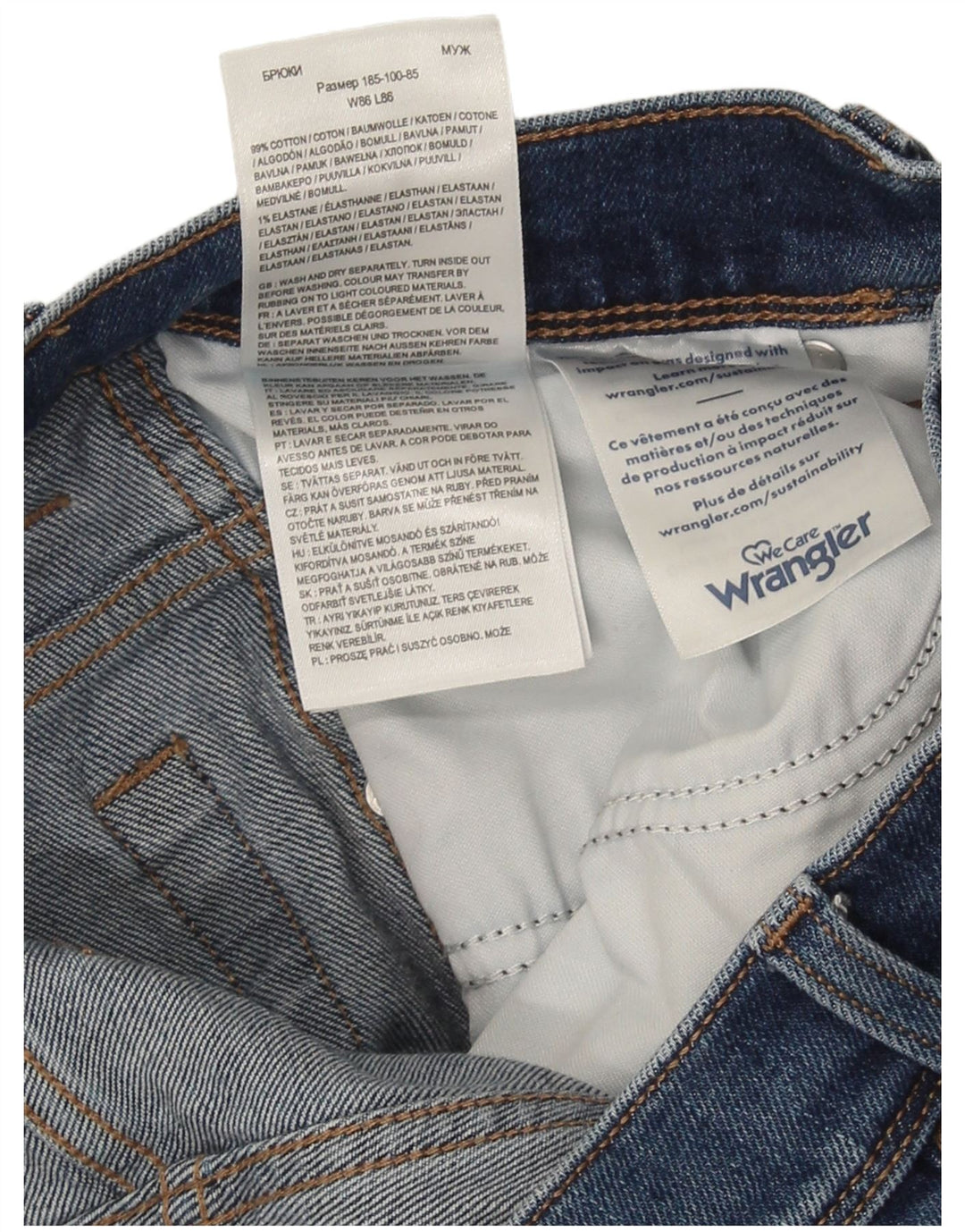 Jeans dritti da uomo Wrangler W34 L34 cotone blu