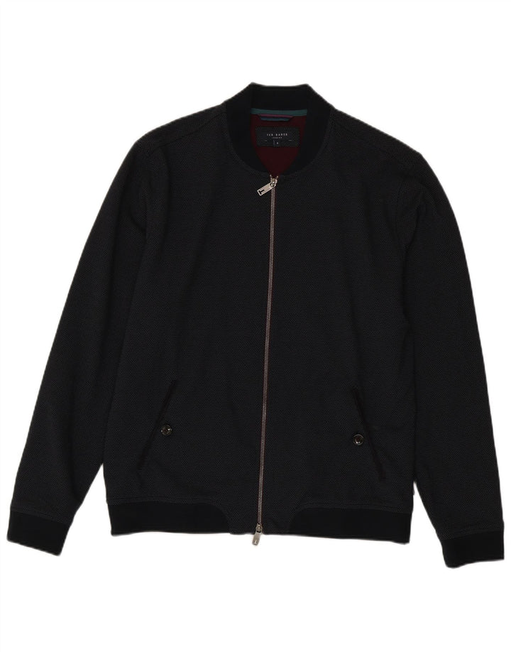Giubbotto bomber da uomo Ted Baker taglia 4 grande in viscosa maculata blu navy