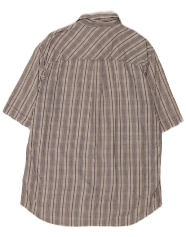 Camicia a maniche corte da uomo Marlboro Classics XL in cotone a righe grigie