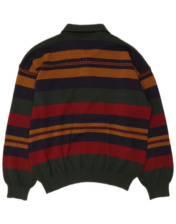 Maglione da uomo a collo alto Navigare, maglione a righe grandi, in lana multicolore