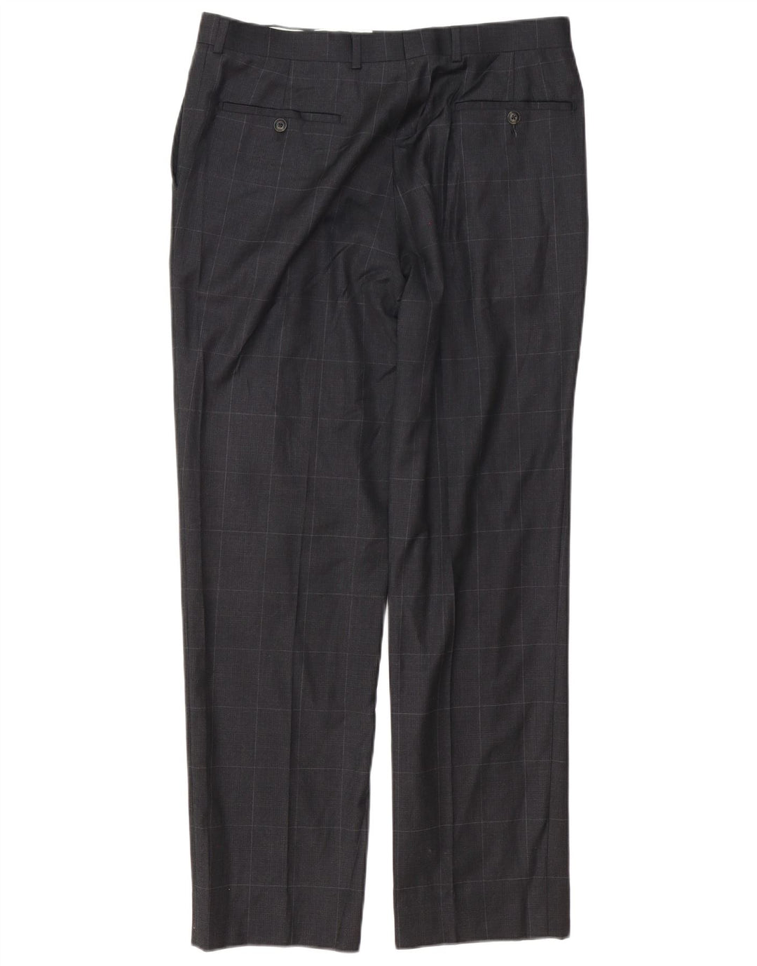 MARKS & SPENCER Pantaloni da abito vestibilità regolare da uomo W34 L31 Lana a quadri grigi