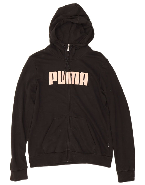 Felpa con cappuccio e zip grafica da donna Puma UK 14 cotone nero medio
