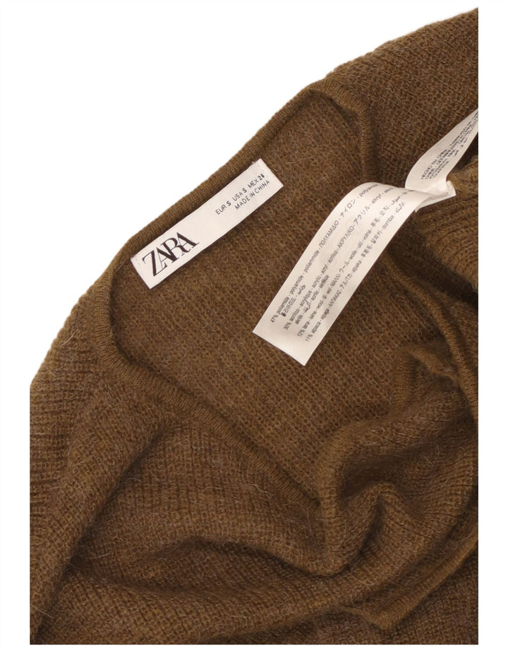 Maglione cardigan avvolgente da donna Zara UK 10 piccolo kaki poliammide