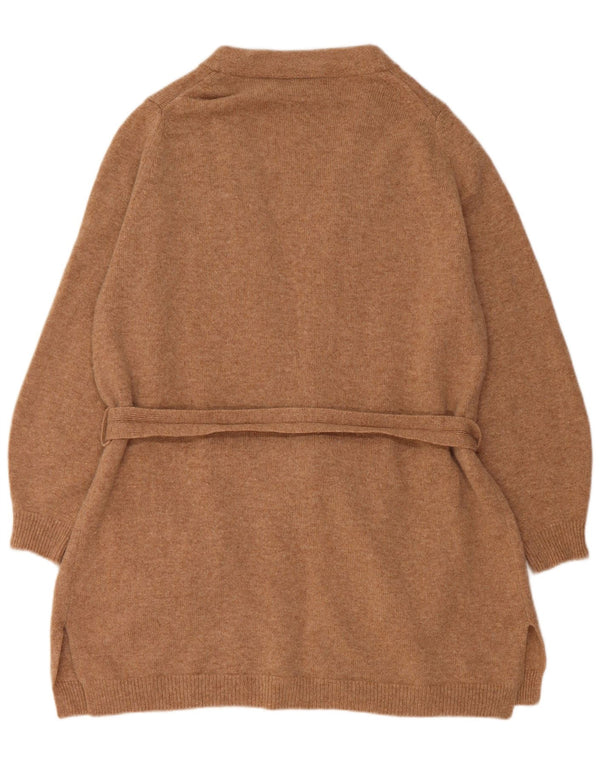 Maglione cardigan lungo da uomo Marks & Spencer UK 18 XL lana marrone