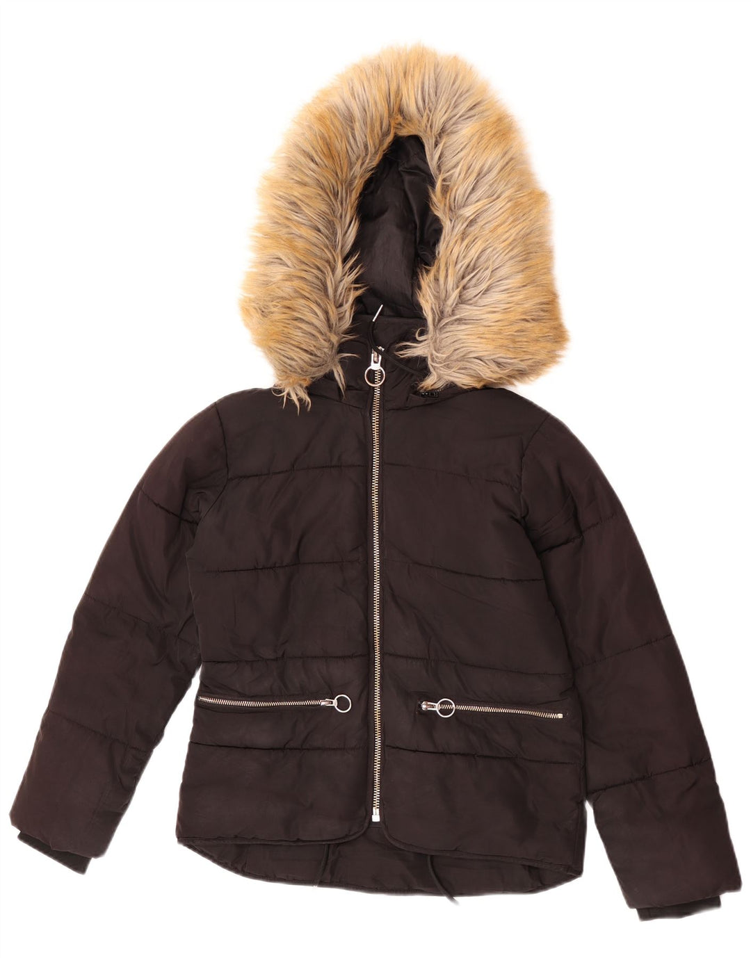 Giacca imbottita con cappuccio Petite da donna Topshop UK 4 XS poliestere nero