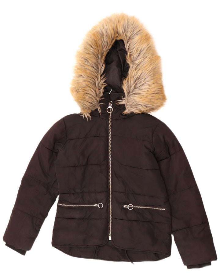 Giacca imbottita con cappuccio Petite da donna Topshop UK 4 XS poliestere nero